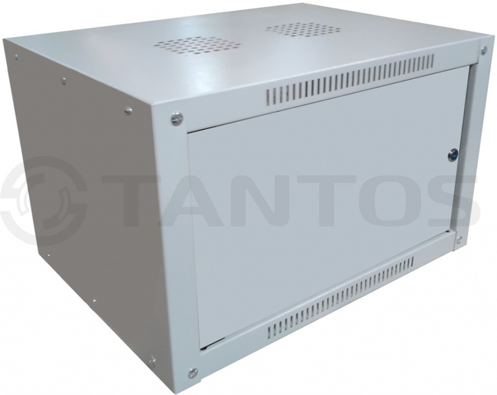 Tantos TSn - 6U450W Настенный телекоммуникационные шкаф высотой 6U для установки в него телекоммуникационного 19" оборудования. Дверь металл. Размеры: В:368xШ:600xГ:450 мм