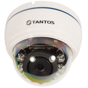 Tantos TSc - Di720pAHDf (2.8) 1Mp Купольная видеокамера, AHD, 1/4" Aptina CMOS Sensor, 1280х720, 0.01лк, ИК - подсветка до 20м, DC12V, 300мA, от - 15°С до +60°С, IP54
