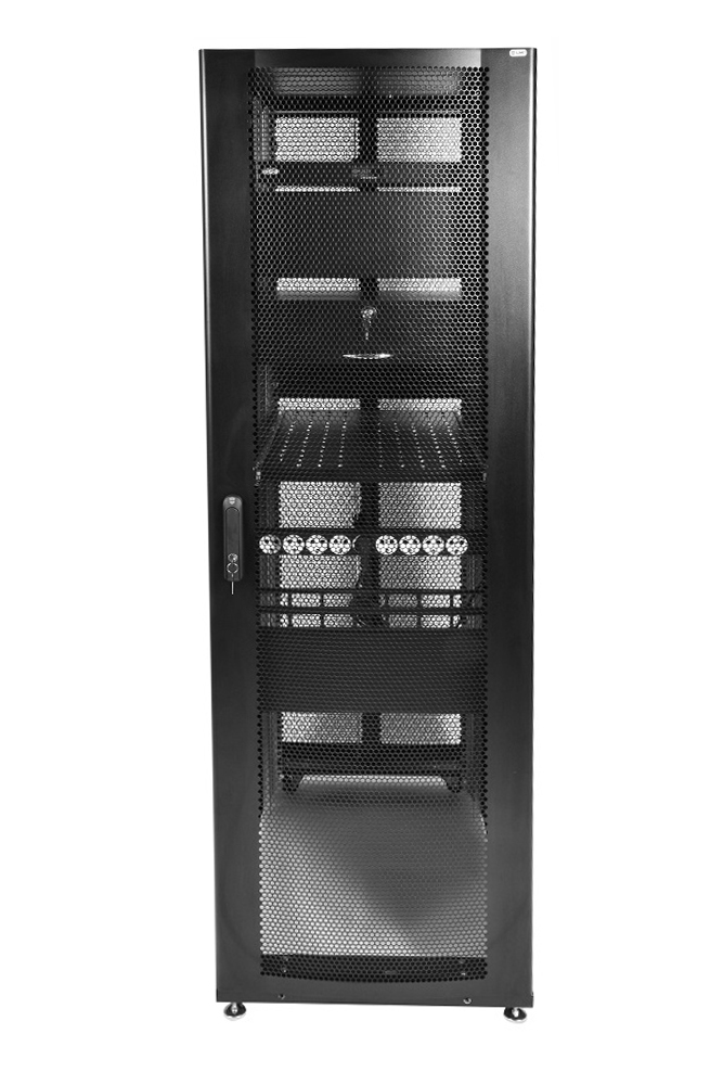 ЦМО ШТК-СП-42.8.10-48АА-9005 Шкаф серверный ПРОФ напольный 42U (800х1000) дверь перф., задние двойные перф., черный, в сборе