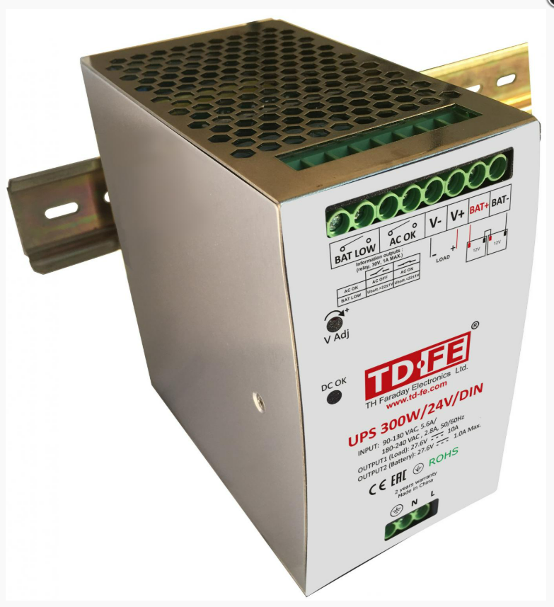 Faraday UPS 300W/24V/DIN Блок бесперебойного питания 25 - 27.8В, I вых 10,0 А, зар. 1,0А 