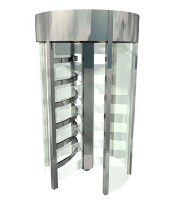 OMA-18.687 (BB) Турникет роторный полноростовый БЛОКИРУЮЩЕГО типа (ТРИ лопасти) СТЕКЛО и нержавеющая сталь. Для применения внутри или вне помещения под НАВЕСОМ. Привод 220 VAC. Без кабелей. Проход 650мм