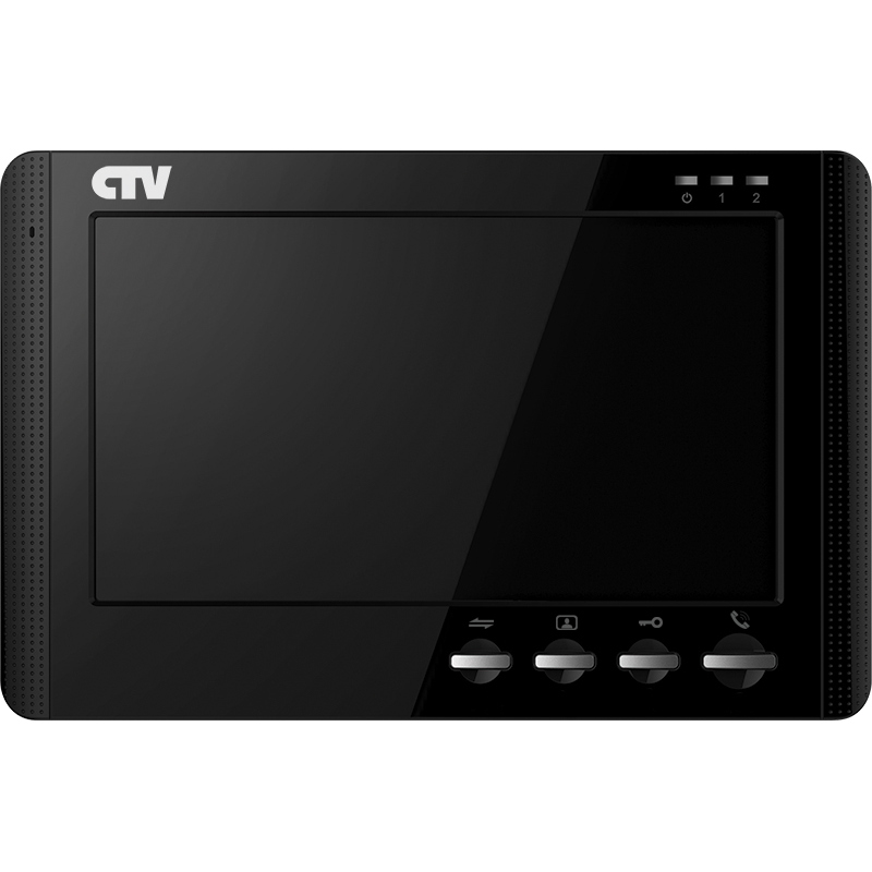 CTV - M1700M (Black) Монитор цветного видеодомофона, 7", Hands free, встроенная память на 250 изображений, кнопочное управление, накладное крепление, встр. ист пит, подкл до 2 выз. панелей и 4 мониторов, цв. корпуса - белый/черный