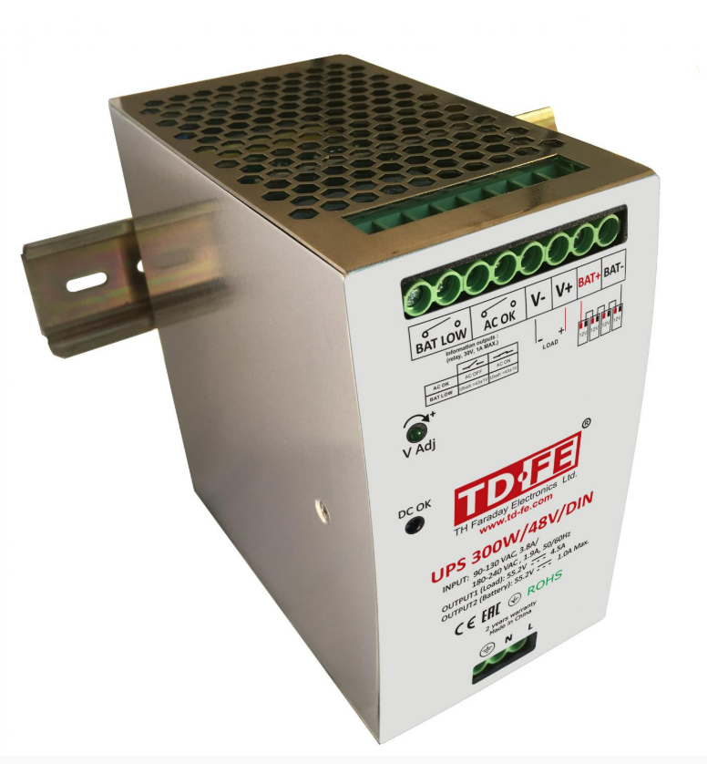 Faraday UPS 300W/48V/DIN Блок бесперебойного питания, 48-55.6В, 4.5А, автоматическая защита от КЗ, перегрузки, переполюсовки и низкого разряда АКБ