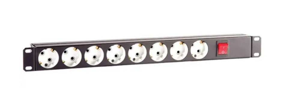 Roxton SU-08 Блок розеток 220 В, 8 розеток, 16 А, выключатель, 1U