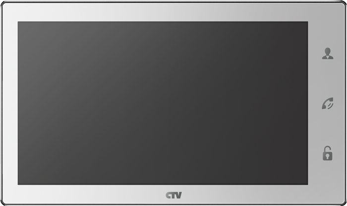 CTV-M3101 W (White) Монитор цветного видеодомофона с экраном 10", Hands free, встроенный слот для micro SD (до 32ГБ), накладное крепление, встр. ист пит, подкл до 2 выз. панелей и 4 мониторов
