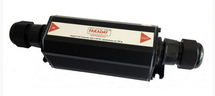 Faraday Ext/POE Удлинитель увеличивает дистанцию передачи информации и питания по технологии РоЕ до 100м, 2 Ethernet-порта