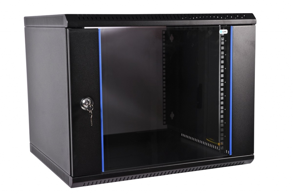 ЦМО ШРН-Э-9.650-9005 Шкаф телекоммуникационный настенный разборный 9U (600х650) дверь стекло, черный