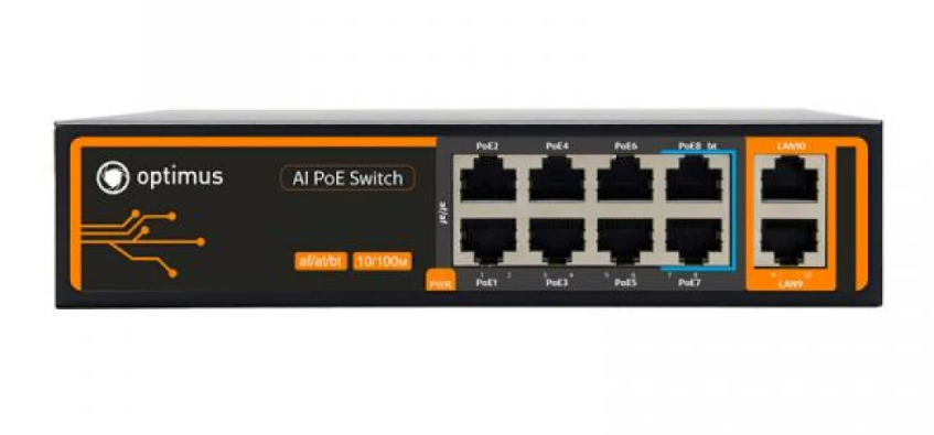 Optimus U1I-8F2b/2F Неуправляемый PoE-коммутатор