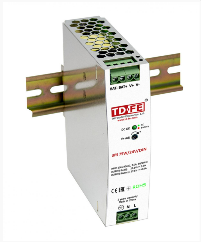 Faraday UPS 75W/24V/DIN Блок бесперебойного питания, 27,6В, I вых 2.5 А, I зар. 0,5А