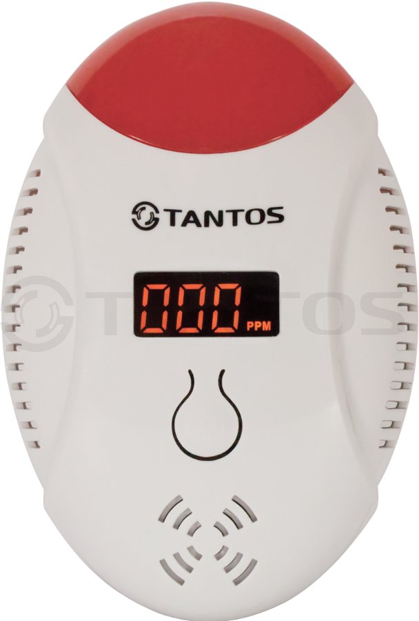 Tantos TS - GASCO Беспроводный датчик угарного газа (СО) Радиоканал: 433 МГц, 100 м (открытое пространство). Индикация на встроенном LED дисплее и передача информации на контрольную панель. 