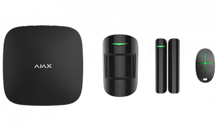 Ajax StarterKit Plus (Black) (13539.35.BL2) Комплект оборудования, в составе: Интеллектуальная централь (Hub Plus), датчик движения (MotionProtect), датчик открытия (DoorProtect), брелок (SpaceControl)