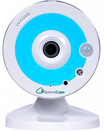 SpaceСam F1 Blue (2.8) 1Mp Настольная IP-видеокамера, 1/3&quot; CMOS сенсор, 1280х720 (до 25к/с), 0.2лк(цвет, F1.2)/0лк(ч/б) c ИК, &quot;день/ночь&quot;, аудио, RTSP, ONVIF, H264, microSD до 64Гб, Wi-Fi, ИК-подсветка до 10м, 5V, от -10 до +50°C, голубой корпус