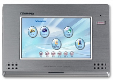 COMMAX CAV-707AM2 (Серебро) Монитор цветного видеодомофона, 7.0", TFT LCD, PAL или NTSC, управление на экране (Toch Screen) без трубки (Hands Free), подключение инд.  вызывного блока, энергонезависимая память на 128 кадров,  охранные функции: вторжения, у - фото 1