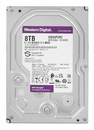 Western Digital WD84PURZ Жесткий диск HDD SATA-III WD Purple, 8ТБ, 3.5&quot;, 5640об/мин, 128Мб