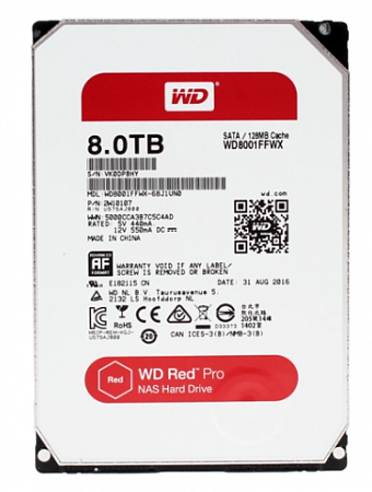 Western Digital WD8001FFWX Жесткий диск WD Red Pro, 8Тб, HDD, SATA III, 3.5&quot;