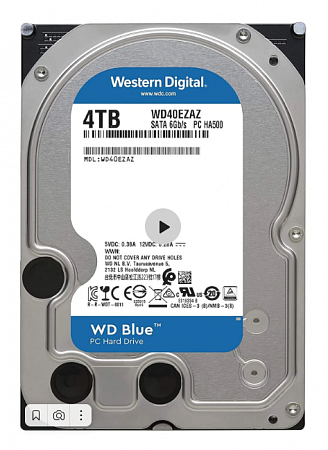 Western Digital WD40EZAZ Жесткий диск, HDD SATA-III WD Blue,4ТБ, 3.5&quot;, 5400об/мин, 256Мб