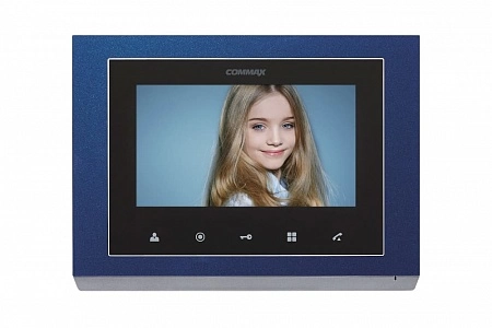 COMMAX CMV-70S (Blue) Монитор цветного видеодомофона, 7.0&quot;, TFT LCD, PAL/NTSC, без трубки (Hands Free), накладное крепление, подключение 2-х вызывных блоков и трубки DP-4VHP, вызов и связь &quot;трубка-монитор&quot;, возможно использование в многоквартирной систем