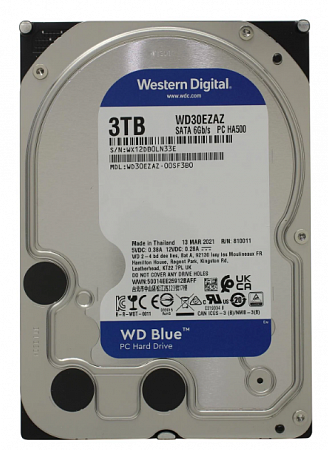 Western Digital WD30EZAZ Жесткий диск HDD SATA-III WD Blue, 3ТБ, 3.5&quot;, 6GB/S, 5400об/мин, 256МБ
