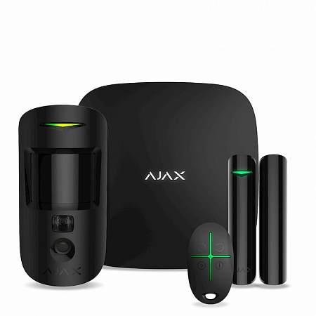 Ajax StarterKit Cam Plus (Black) (20505.66.BL2) Комплект оборудования, в составе: Интеллектуальная централь (Hub 2 Plus), датчик движения с фотоверификацией (MotionProtect), датчик открытия (DoorProtect), брелок (SpaceControl)