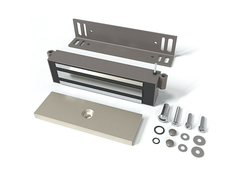 Vizit ML400-111SG (VIZIT-ML400-SD-SF-Pulll-SG) Замок электромагнитный (9-15VDC, 0,5А, 400кг),встроенный модуль перемагничивания, монтажный комплект, угольник 40х50х4мм., Корпус из стали. Цвет: SG - Stone Gray