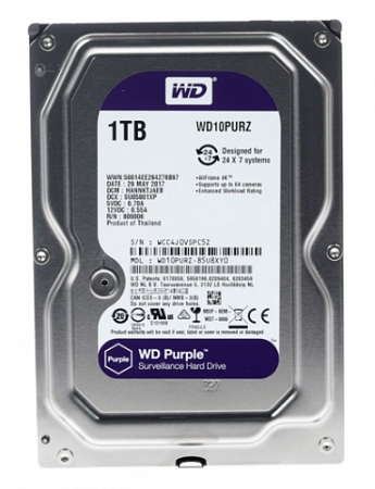 Western Digital WD100PURZ Жесткий диск HDD SATA-III WD Purple, 10ТБ, 3.5&quot;, 6GB/S, 256MB