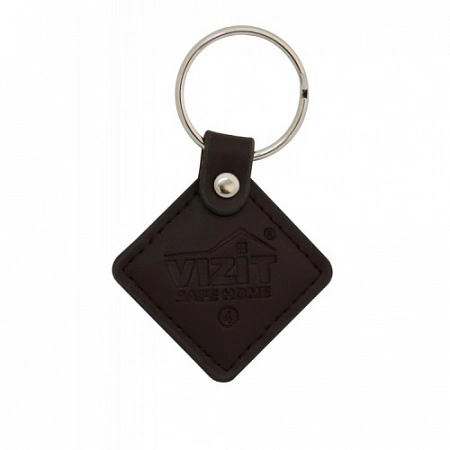 VIZIT - RF3.2 BROWN Ключ RF (RFID - 13.56 МГц), кожаный брелок с тиснением логотипа, коричневый
