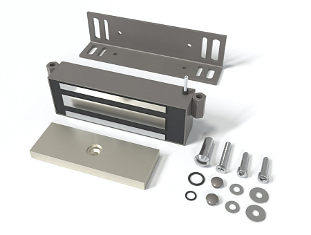 Vizit ML300-111SG (VIZIT-ML300-SD-SF-Pull-SG) Замок электромагнитный (9-15VDC, 0,5А, 300кг),встроенный модуль перемагничивания, монтажный комплект, угольник 40х50х4мм., Корпус из стали. Цвет: SG - Stone Gray